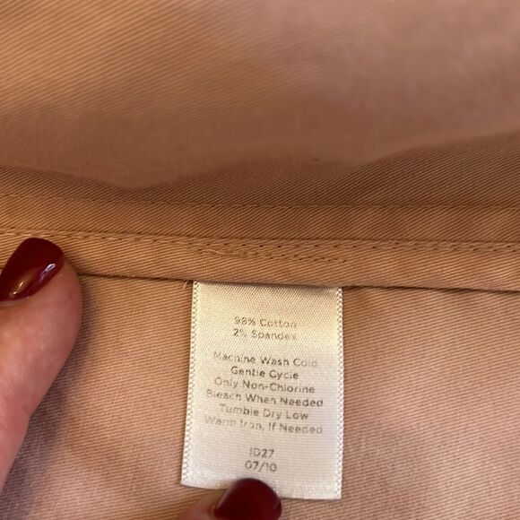 Talbots pale pink ruffle collar long sleeve cotton short jacket Size 10 - Picture 8 of 8